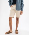 Bermuda chino droit avec ceinture tressée homme